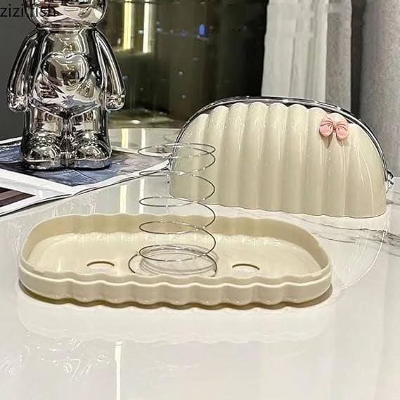 Elegant Shell Design Tissue Box Holder with Spring-Loaded Napkin Dispenser – Cream White
