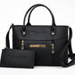 Elegant Black Women's Handbag Set with Matching Wallet